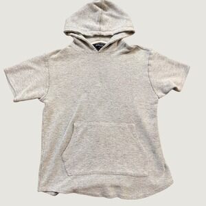 Elwood Short Sleeve Hoodie Size L Textured Knit Pullover Grey Casual Men